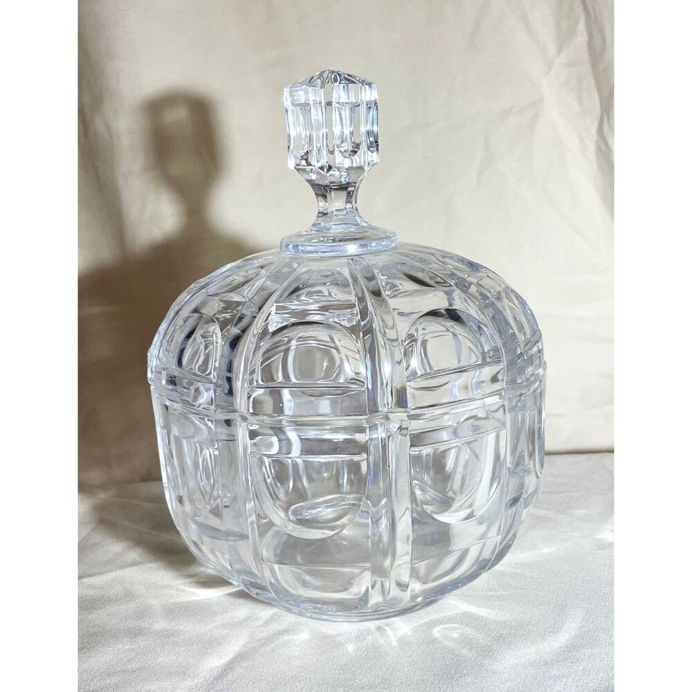 Vintage Royal Gallery Clear Cut Crystal Covered Candy Dish & Lid